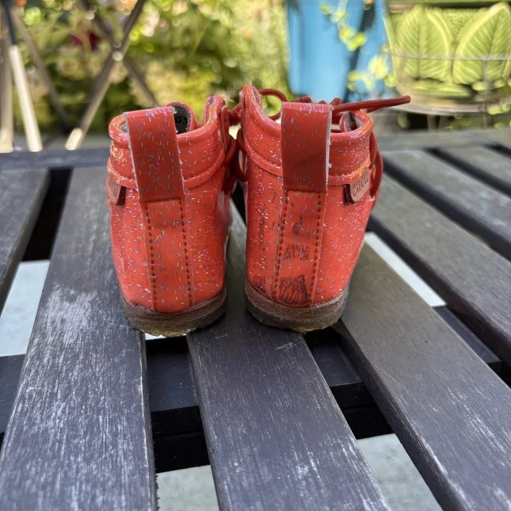 Cucú Toddler 4 Orange Kaboom Walker Bootie Glitter Patent Leather Synthetic